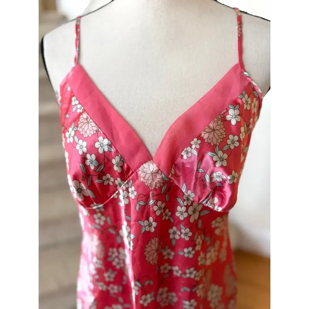 Vintage Y2K Pink White Baby Blue Floral Mini Baby Doll Slip Dress Coquette - Picture 2 of 6